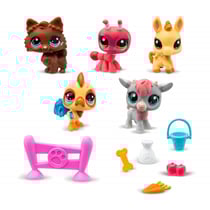 Coffret littlest petshop 5 figurines animaux ferme + accessoires - bandai