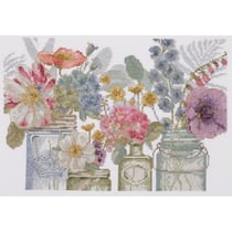 DMC - Kit Point de Croix Aquarelle Fleurs en Bocaux
