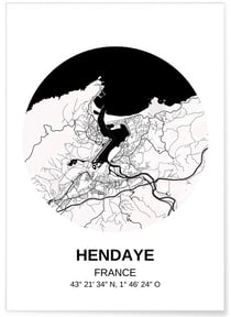 Affiche Carte Hendaye | A3 : 29,7x42cm