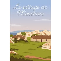 Tableau mural encadré illustration village de Meneham 65x97 cm