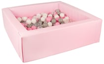 Piscine à balles carrée avec 300 balles – rose clair/blanc, transparent, rose clair, gris - Velinda