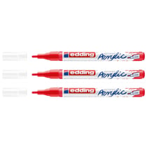 Lot de 3 marqueurs peinture acrylique pointe fine 1-2 mm - EDDING - Rouge trafic