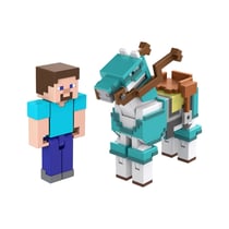 Minecraft - Pack 2 figurines Steve et cheval avec armure 8 cm