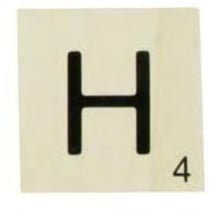 Grande lettre en bois façon scrabble 10 cm Lettre H