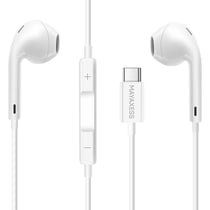 Mayaxess Écouteurs Filaires pour iPhone 17 Pro Max USB-C avec Micro intégré Blanc