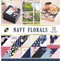 Bloc de 36 feuilles 30,5cm x 30,5cm recto verso Navy floral American crafts