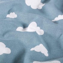 Tissu Flanelle de Coton Capucine nuages Blancs sur fond Bleu ciel