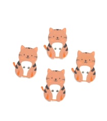 Lot de 6 boutons chat 2 trous chat marron tigré en bois 27mm