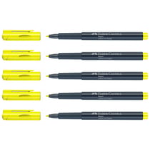Lot de 5 marqueurs permanents pointe fibre 1,5 mm - FABER-CASTELL - Jaune néon