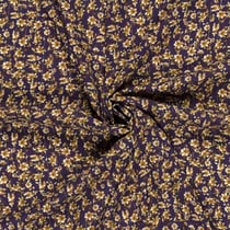 Tissu crêpe de viscose Lurex Sandi Fleuris sur fond Bleu marine