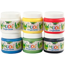 MUCKI Peinture au doigt, ass. de couleurs, 6x150 ml/ 1 Pq.