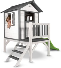 AXI Maisonnette Lodge XL en bois Blanc gris toboggan Vert - Axi House