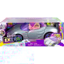 Voiture decapotable grise paillettes + 3 accessoires - barbie extra- mattel - hdj47 - voiture decapotable