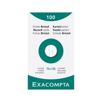 Étui de 100 fiches - bristol ligné non perforé 75x125mm - Blanc - x 10 - Exacompta