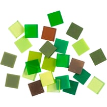 Mini-mosaïques, dim. 10x10 mm, ép. 2 mm, glitter vert, 25 gr/ 1 Pq.