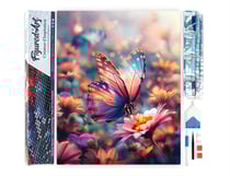 Diamond Painting Broderie Diamant Figured’Art 40x50cm toile entière roulée avec diamants carrés - Papillon butinant