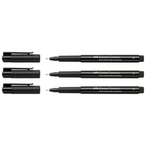 Lot de 3 feutres encre de Chine PITT artist pen - FABER-CASTELL - Pointe superfine 0,3 mm - Noir