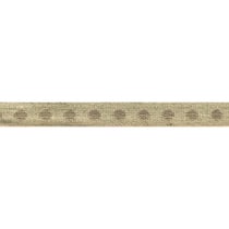 Bobine 25m galon marron Pois Beige en lin 11mm