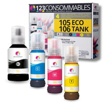 Pack compatible avec EPSON 105/106 ECOTANK 4 bouteilles d'encre - 123CONSOMMABLES