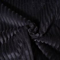 Tissu Doudou côtelé d'ameublement 15 mm uni Noir