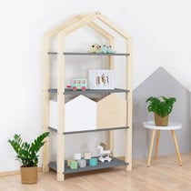 Etagère cabane TALLY - bois naturel et gris