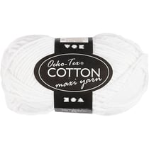 Pelote de fil de coton, dim. 8/8, L : 80-85 M, blanc, 50 gr/ 1 boule