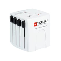 Adaptateur Universel Skross Muv Micro - Prises France (sans terre) vers plus de 200 autres destinations - Blanc