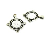 2 Breloques ethniques forme ronde 24*19mm argent vieilli