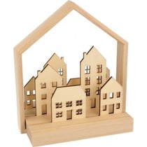 Décor en bois à monter - Paysage de Noël - 18 x 16 x 11 cm