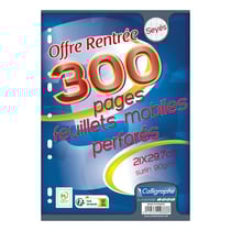 Feuilles simples - Grands carreaux - A4 - Perforées - 300 feuilles - Clairefontaine