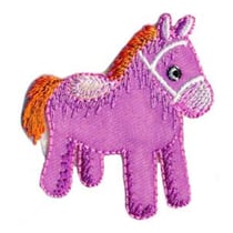 Lot de 3 écussons thermocollants jouet vintage poney 5x4.5cm