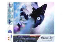 Diamond Painting Broderie Diamant Figured’Art 40x50cm toile entière roulée avec diamants carrés - Chat et Fleur
