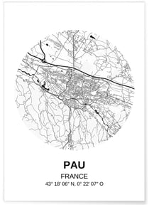 Affiche Carte Pau | A3 : 29,7x42cm