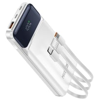 Max excell Powerbank 10000mAh Ports USB QC 3.0 et USB-C PD avec Câble USB USB-C Lightning Blanc