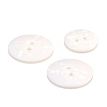 Lot de 3 boutons rond plastique recyclé 2 trous blanc