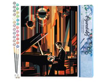 Peinture par Numéro Figured'Art - Pianiste Art Déco - Kit de Loisir Créatif DIY Numéro d'Art Complet - 40x50cm sans châssis en bois