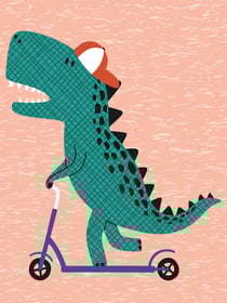 Kit diamond painting enfant Dino trotinette 15 x 20 cm