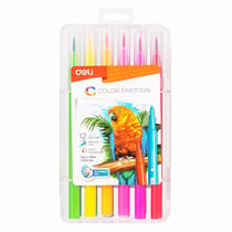 Feutres de coloriage pointe pinceau 1.0-8.0mm - DELI - 12 couleurs - Color Emotion