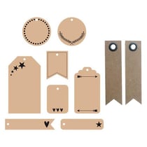 24 étiquettes kraft de décoration + 20 étiquettes kraft Fanion