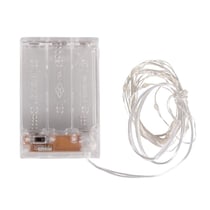 Mini-chaîne lumin. LED av. fil/minuterie, 120cm, 10LED, à piles , jaune lumineux