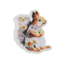 Lot de 3 écussons thermocollants animaux fleuris écureuil 6cm x 4,5cm