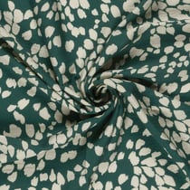 Tissu crêpe de viscose imprimé Fleuris blanc sur fond Vert clair