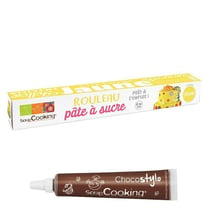 Pâte à sucre en rouleau prête à dérouler Ø 36 cm jaune + 1 Stylo chocolat