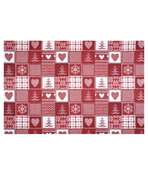 Tissu coton Noël vichy de 160 cm de largeur ALPHUBEL ROUGE vendu par 50 cm