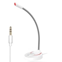 Microphone De Bureau Blanc USB 3.5mm Avec Réglage Angle Et Son Clair YONIS