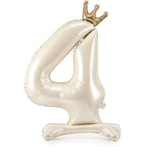 Ballon Aluminium Debout Chiffre 4 Crème Clair - 84 cm