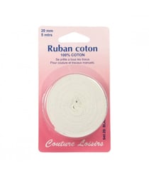 Ruban coton ourlets 2 coloris 20 mm X 5 m - Distrifil Blanc