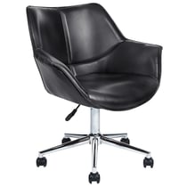 Chaise de Bureau Noir en Cuir PU Hauteur Réglable Pivotante Chaise pour Espace de Travail Elégant