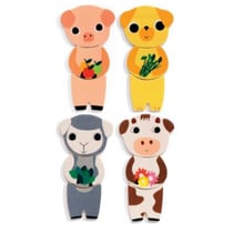 5 puzzles en bois mixamatch - 3 pièces - djeco - puzzle a encastrer - dj01553