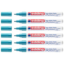 Lot de 6 marqueurs peinture brillante - EDDING - Pointe ronde 1-2 mm - Bleu clair
